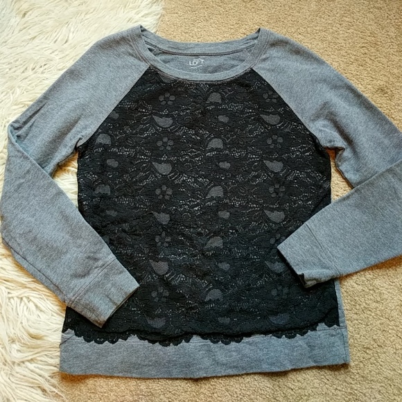 LOFT Tops - Ann Taylor Loft Sweatshirt with Lace Body